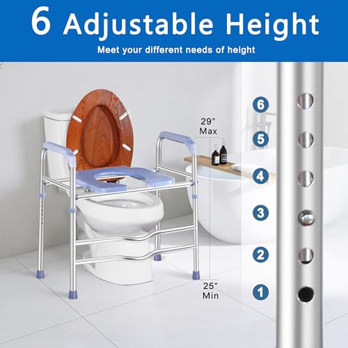 Deewow Raised Toilet Seat with Handles 400lbs, Elevated Toilet Seat Riser for Seniors with Adjustable Height, Raised Toilet Seat for Elderly, Pregnant and Handicap, Fit Any Toilet