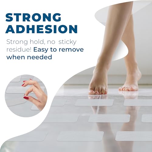 Homergy Rectangle and Curved Line – Anti-Slip Shower Stickers, 48 PCS Clear Adhesive Safety Strips