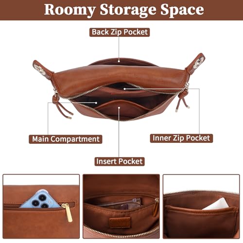 Fanny Pack Crossbody Bags for Women Vegan Leather Belt Bag Waist Pack Causal Chest Bum Bag With 2 Straps Nude Pink