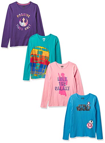 Amazon Essentials Disney | Marvel | Star Wars Girls' Long-Sleeve T-Shirts (Previously Spotted Zebra), Pack of 4, Marvel Ghost-Spider, Large