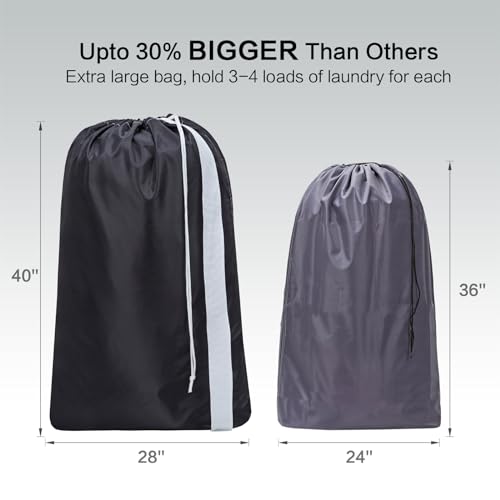 HOMEST XL Nylon Laundry Bag with Strap, Large Dirty Clothes Organizer, Easy Fit a Laundry Hamper or Basket, Can Carry Up to 4 Loads of Laundry, Black