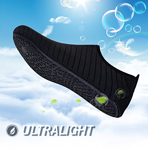 IceUnicorn Water Shoes Quick Dry Swim Aqua Barefoot Socks for Women Men(Black Size 14)