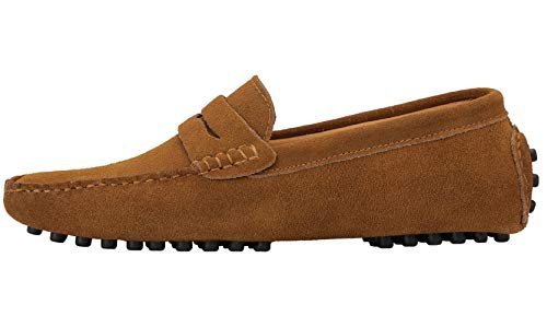 JIONS Men's Driving Penny Loafers Suede Driver Moccasins Slip On Flats Boat Shoes Dress Slip-ons A- Blue 12 D(M) US/EU 48