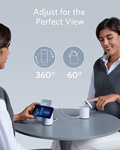 Anker Magnetic Wireless Charger, 2-in-1 Charging Station for Magsafe Wireless Charger with 20W USB-C Charger, for iPhone 14/14 Pro/14 Pro Max/13/13 Pro Max, AirPods Pro (Dolomite White)