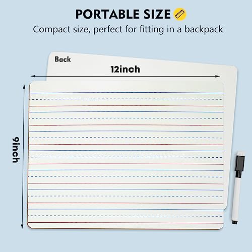 Magicfly Small White Board Grid Whiteboard Dry Erase Boards XY Axis Graph 9"x12", 16 Pack Mini Math Whiteboard Portable for Students Classroom Teachers School Supplies with 20 Pens and 16 Erasers