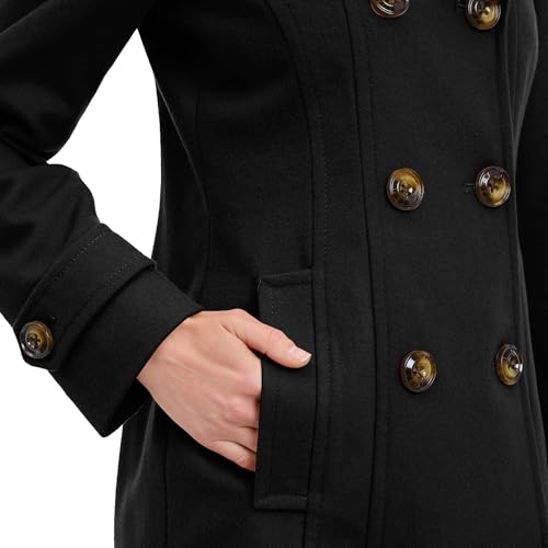 Anne Klein womens Classic Double-breasted Pea Coat, Black, X-Small US