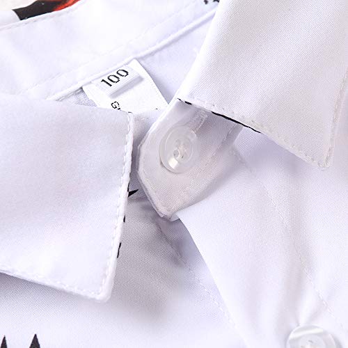 OCHENTA Boys Halloween Shirt Button Down Shirt Long Sleeve Pumpkin Owl Print Hawaiian Tops 5 White Tag 100CM - 2T