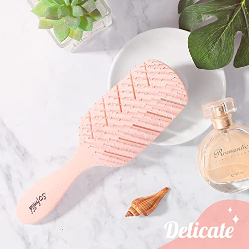 Hair Brush,Sofmild Curved Vented Paddle Brush for Faster Blow Drying,Detangle Brush Flexible Bristles Glide Thru Tangles with Ease, Detangling Styling Hair Brushes for Women Curly Thick Wet Hair