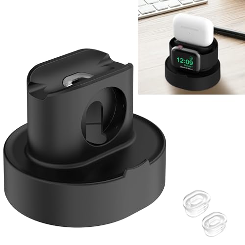 SOKUSIN Stand for Apple Watch Charger - iWatch AirPod 2 in 1 Charging Stand Holder Dock Compatible with Apple Watch Series 10 9 8 Ultra2 Ultra SE2 SE 7 6 5 4 3 2 and AirPods 1/2/3/Pro (Black)
