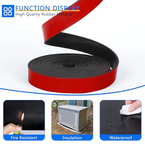 WochiTV Adhesive Solid Rubber Strips, 5" Wide x 1/16" Thick x 60" Long Self Stick Black Neoprene Rubber Rolls Perfect for DIY Insulation Cushion Gasket, Sealing, Liner, Weather Striping