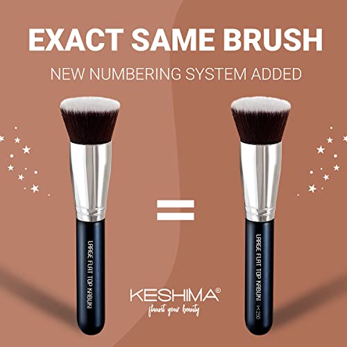 Large Flat Top Kabuki Foundation Brush By Keshima - Premium Makeup Brush for Liquid, Cream, and Powder - Buffing, Blending, and Face Brush, 1.6" Top Diameter