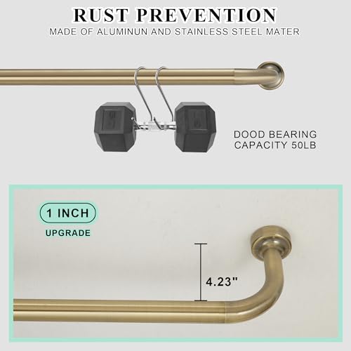 Lwiiom 2 Pack Wrap Around Curtain Rod for Windows 28-56", Internal Splicing 1 Inch Diameter Disc, Adjustable Room Darkening Curtain Rod with Aluminum Finials and Brackets, Antique Bronze