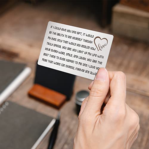 FTONENI Anniversary Valentine's Day Birthday Cards Gifts for Husband Boyfriend, Engraved Wallet Insert Card Gift for Him Men, Deployment Long Distance Relationship Love Gifts From Wife (LC - 1)