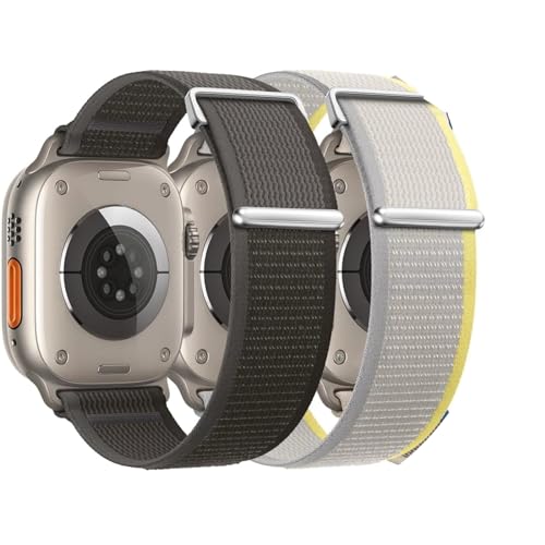 Unbeinst 2 Pack Sport Band Compatible with Watch 49mm 44mm 45mm 42mm 40mm 41mm 38mm for Men, Soft Nylon Strap Adjustable Wristbands for Series 9 Ultra/Ultra 2 8 7 6 5 4 SE