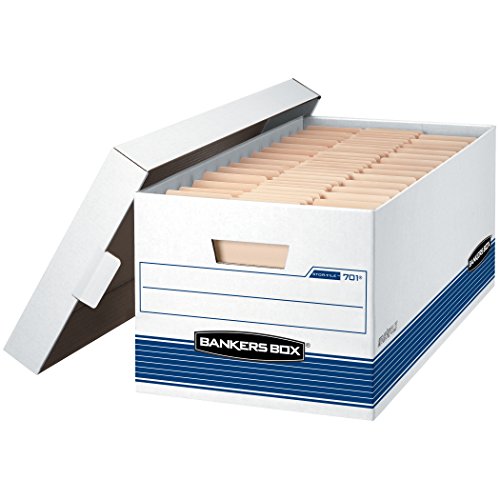 Bankers Box Fellowes 00702 and 00701 Store/File Medium-Duty Storage Boxes with Lift-Off Lid, Legal and Letter, 12 Pack