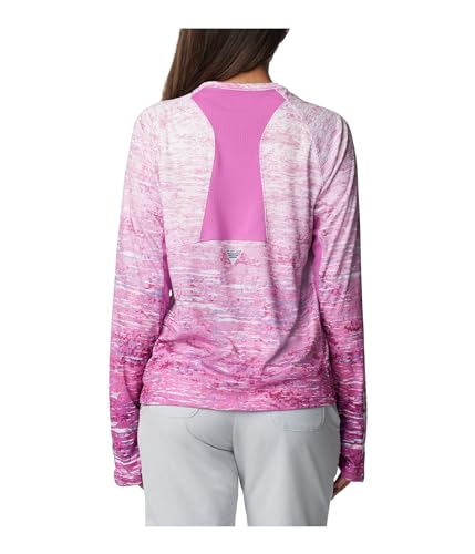 Columbia Women's Super Tidal Tee Vent Long Sleeve, Bright Lavender Digiscale Fade, X-Small