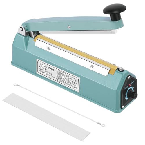 Flexzion Impulse Sealer 8 Inch (200mm) 300W Heat Sealer Machine with Adjustable Heating Mode, No Warm Up Needed, Portable Bag and Seal Impulse with Replacement Element Grip and Teflon Tape