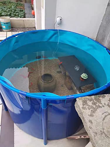 WANLIAN Pool Above Ground Canvas Fish Pond Circular Thickening Pool Belt frame Large Collapsible Outdoors Tarpaulin for koi pond Culture Agricultural Irrigation Water StorageTank4.9ftx3ft/1700L(1.5*1)