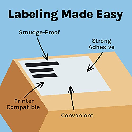 Premium Label Supply White Sticker Half Sheet Labels – 8.5" x 5.5" – Laser/Inkjet Compatible – (2 per Sheet), 25 Sheets - 50 Total Adhesive Labels
