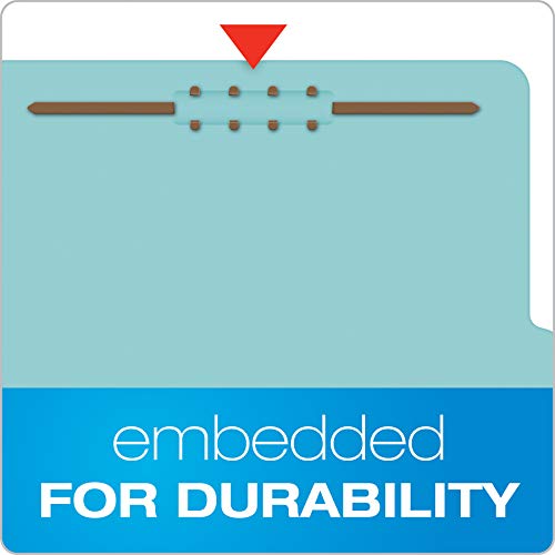 Pendaflex Pressboard Classification File Folders, 3 Dividers, 2" Embedded Fasteners, 2/5 Tab Cut, Letter Size, Light Blue, Box of 10 (24094), Specialty