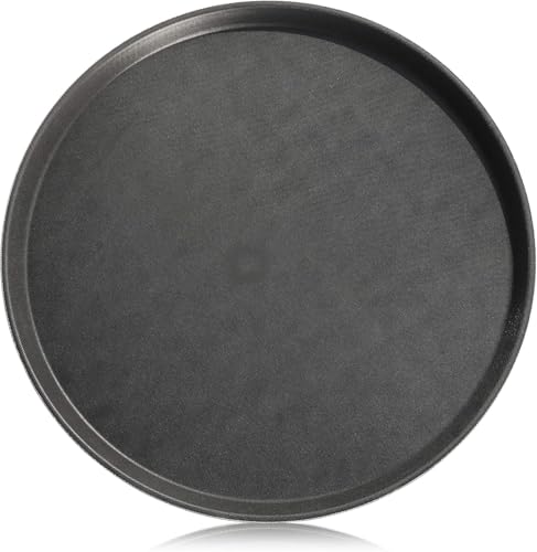 New Star Foodservice 24913 Non-Slip Tray, Plastic, Rubber Lined, Round, 11-inch, Black