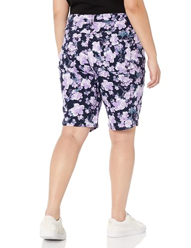 Gloria Vanderbilt Women's Plus Size Amanda Bermuda Short, Midnight Affair-WINDBLOWN Floral