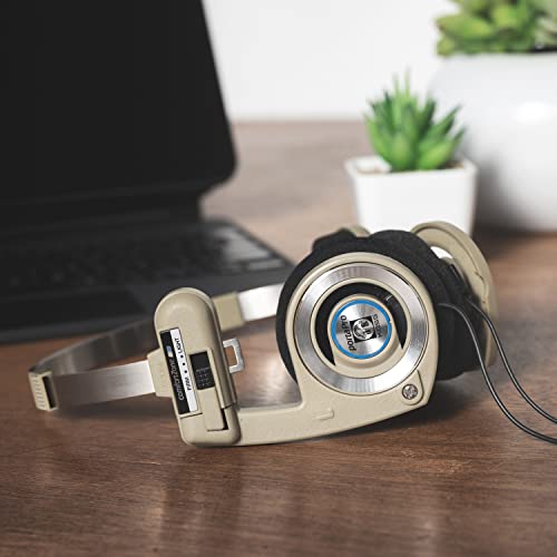 Koss Porta Pro Limited Edition On-Ear Headphones, in-Line Microphone, Volume Control and Touch Remote Control, Retro Style, Includes Hard Carry Case, Wired with 3.5mm Plug, Rhythm Beige
