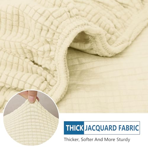 hyha Waterproof Couch Cushion Covers, Washable Sofa Cushion Covers, Stretch Sofa Slipcovers, Thick Jacquard Fabric, Couch Sofa Covers for Pets with Elastic Bottom (2 Cushion Loveseat, Navy)