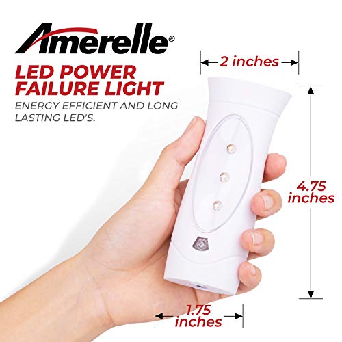 Amerelle LED Emergency Lights For Home Power Failure – Triple Function Power Failure Light and Plug In Flashlight Combo, With Rechargeable Battery – Be Snow Storm & Hurricane Ready (71134)