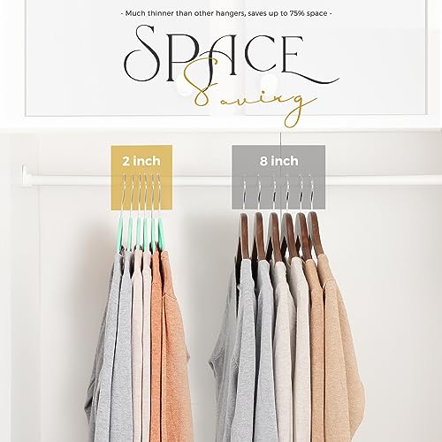 HOUSE DAY Premium Velvet Hangers, Non-Slip Thin Flocked Felt Hangers, Sturdy Clothes Hangers Heavy Duty Coat Hangers & Suit Hangers, Durable Suit Hangers for Closet Space Saving (100 Pack, White)