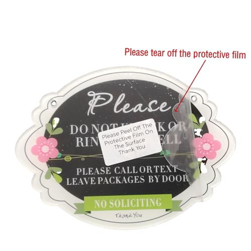 No Soliciting Sign for House Do Not Knock or Ring Doorbell Sign,Baby Sleeping Do Not Disturb Sign (Acrylic Material 4.5x6in)