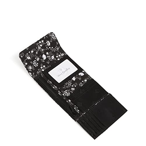 Vera Bradley Women's Cotton Riley Compact Wallet With RFID Protection, Black Bandana Medallion, One Size