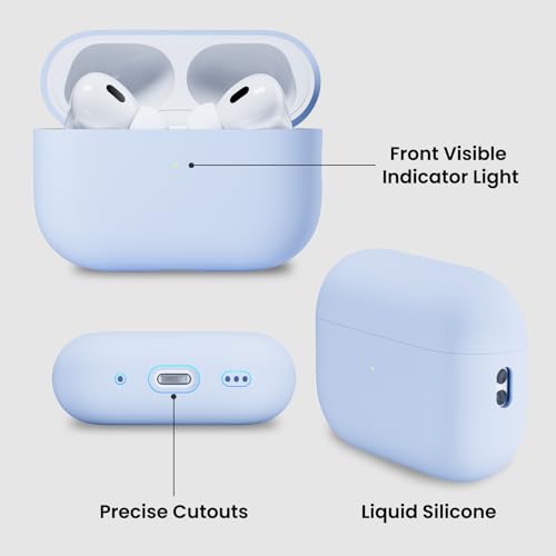 ORNARTO Compatible with AirPods Pro 2 Case 2022, Full Protective Soft Silicone for AirPods Pro 2nd Generation Case, Front LED Visible Skin Cover-Pastel Lilac