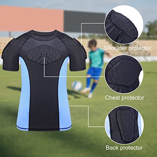 TUOYR Youth Padded Compression Shirt Football Chest Heart Guard Protection for Kids Baseball Shoulder Sternum Protector Boys Kids Breathable Undershirt for Basketball Lacrosse Rugby