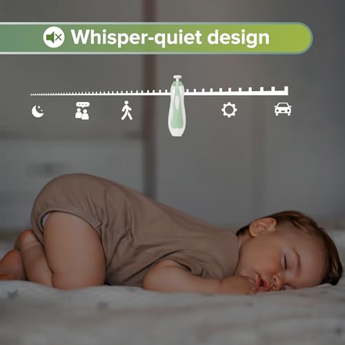 haakaa Baby Nail Care Electric Baby Nail File Kit with LED Light, Baby Nail Clippers for Newborn/Infants/Adults Toenails and Fingernails, 6 Replacement Heads & Storage Case, Acorn