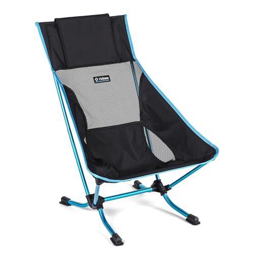 Helinox Beach Chair, 3.18lbs, Lightweight, Lower-Profile, Compact, Collapsible Camping Chair, Black, with Pockets
