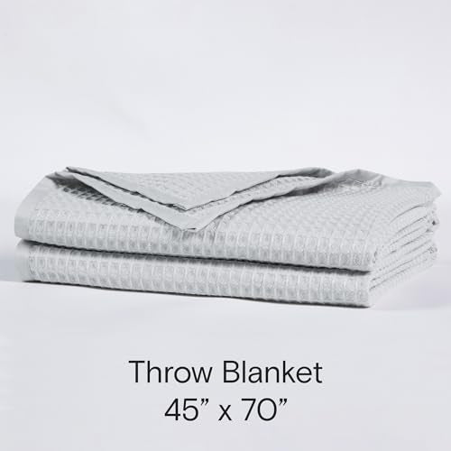 DOZ by SIJO 50% Viscose Derived from Bamboo and 50% Cotton Blend Twin-Twin XL Summer Waffle Lightweight Bed Blanket, Dove