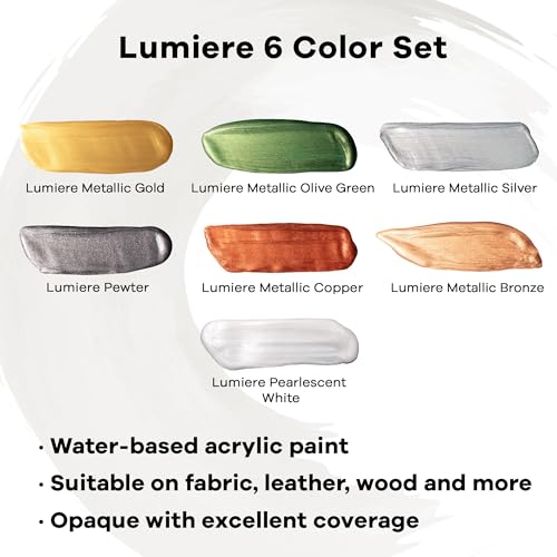 Jacquard Lumiere 2.25oz Fabric Paint Galaxy - Metallic Paint for Fabric Paper Wood Ceramic and Metal - Light-bodied Metallic Acrylic Paint - Lightfast & Vibrant Metallic Acrylic Paints