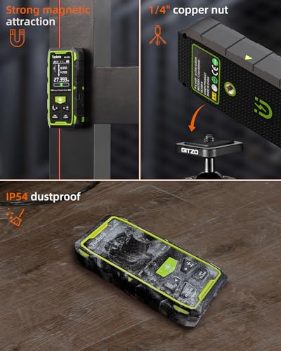Tadeto Dual Laser Measuring Tool, 393FT/120M Bilateral Laser Measurement Tool Backlit LCD Display, Rechargeable Laser Measure with Ft/In/M Multiple Units Length/Area/Volume/Angle Digital Laser Measure