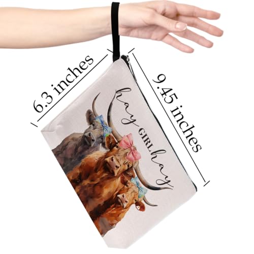 Farm Animals Western Makeup Bag Cow Print Stuff for Women Girls Niece Daughter Best Friend Farm Girl Highland Cow Gifts Country Stuff Cosmetic Bag Zipper Pouch Travel Bag Graduation Birthday Gifts