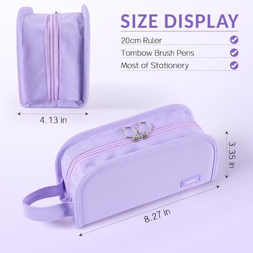 Sooez Wide Opening Pencil Case, Large Capacity Pencil Pouch Organizer Aesthetic Pencil Bag for School Supplies Stationery, Marker Pouch Makeup Bag Organizer