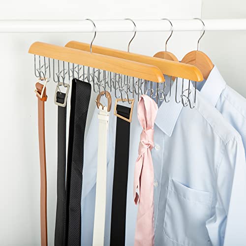 Amazon Basics Wooden Belt Hanger - Natural, 2-Pack