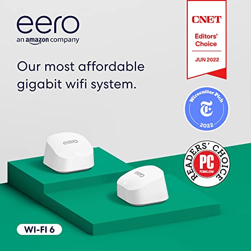 Amazon eero 6+ mesh wifi router (newest model) - Say goodbye to wifi dead spots, Coverage up to 3,000 sq. ft., Connect 75+ devices, 2-Pack