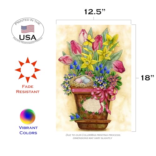 Toland Home Garden 119559 Potted Spring Flower Flag 12x18 Inch Double Sided Flower Garden Flag for Outdoor House Flag Yard Decoration