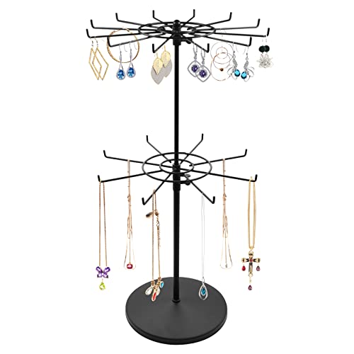 APL Display Heavy Duty Adjustable Two Tier Counter Top Spinner Display Stand, Black