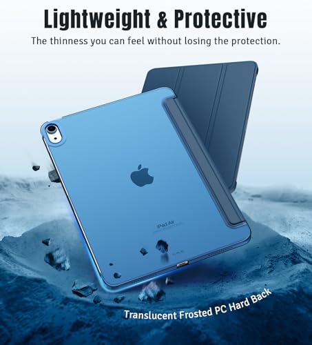 TiMOVO for iPad Air 11 Inch Case M2 2024, iPad Air 5th Generation Case 2022/iPad Air 4th Gen Case 2020 10.9 Inch, Slim Hard PC Translucent Back Shell Smart Cover Fit iPad Air Case, Abyss Blue