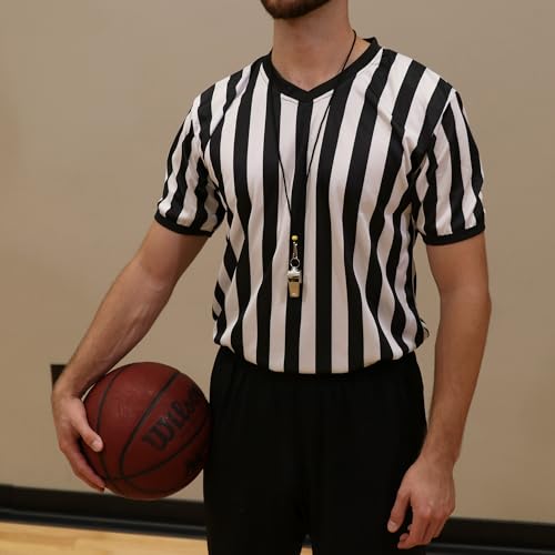 Murray Sporting Goods Men's V-Neck Referee Shirt | Men’s Official Short Sleeve Pro-Style V-Neck Officiating Halloween Costume (Small)