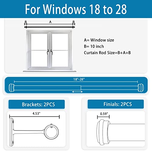 1 Inch Curtain Rods, Black Curtain Rods, Curtain Rods for Windows 18 to 28, Outdoor Curtain Rod for Patio, Wall Mount & Ceiling Mount, Adjustable Curtain Rod, Room Divider Curtain Rod (18” to 28”)