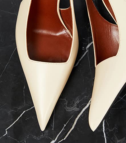 THESHY Women's Pointed Toe High Stiletto Heels Slingback Stretch Slip-on Pumps Backless Patent Leather Fashion Dress Shoes for Women Beige