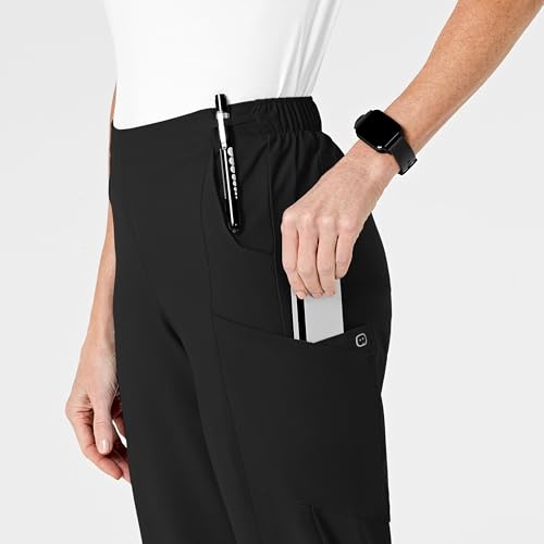 WonderWink W123 Women’s Flat-Front Double Cargo Pant — Galaxy Blue, 1X Tall